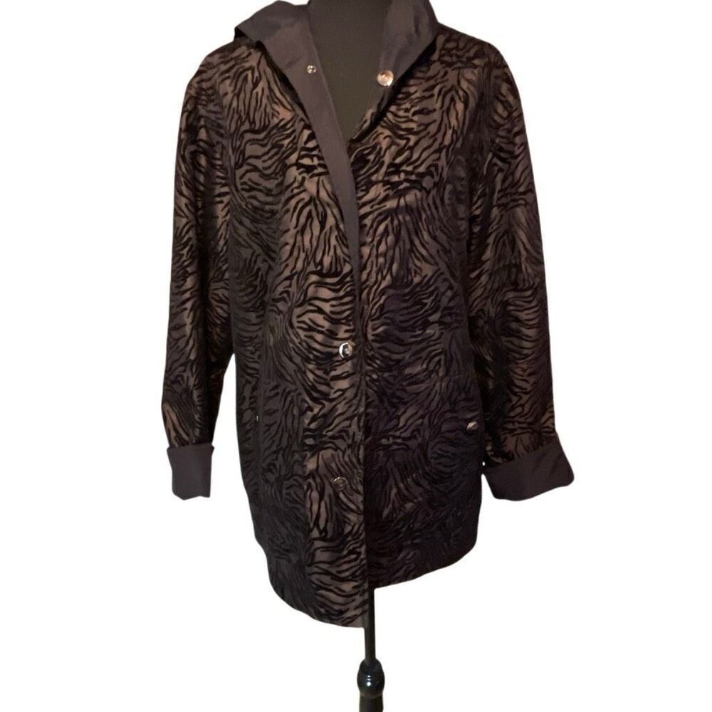 Gallery Women’s Zebra Flocked Reversible Hooded Jacket/Coat